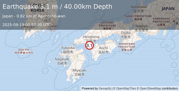 Earthquake SHIKOKU, JAPAN (3.1 m) (2025-09-19 00:57:30 UTC)