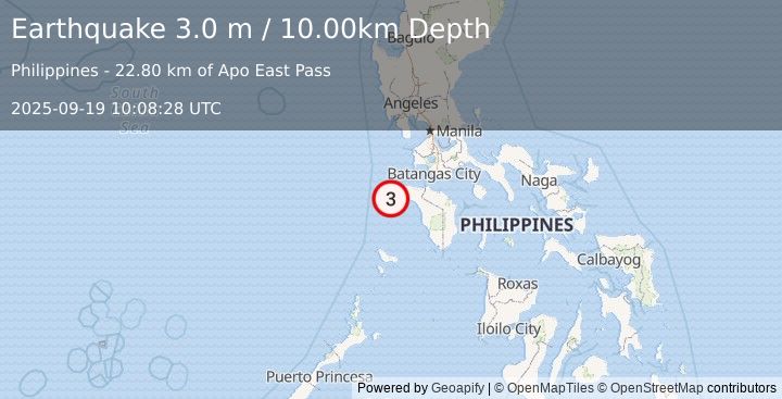 Earthquake MINDORO, PHILIPPINES (3.0 m) (2025-09-19 10:08:28 UTC)