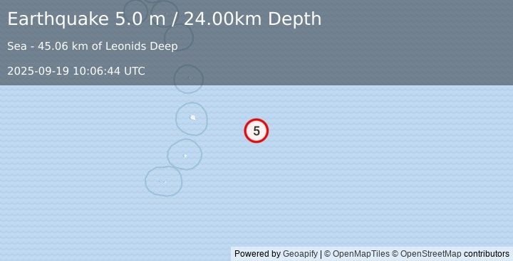 Earthquake SOUTH SANDWICH ISLANDS REGION (5.0 m) (2025-09-19 10:06:44 UTC)