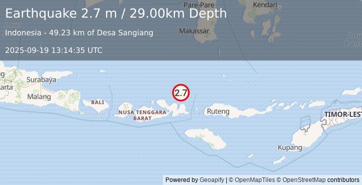 Earthquake FLORES SEA (2.7 m) (2025-09-19 13:14:35 UTC)
