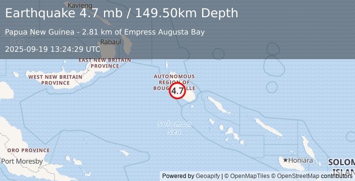 Earthquake BOUGAINVILLE REGION, P.N.G. (4.7 mb) (2025-09-19 13:24:29 UTC)