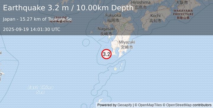 Earthquake KYUSHU, JAPAN (3.2 m) (2025-09-19 14:01:30 UTC)
