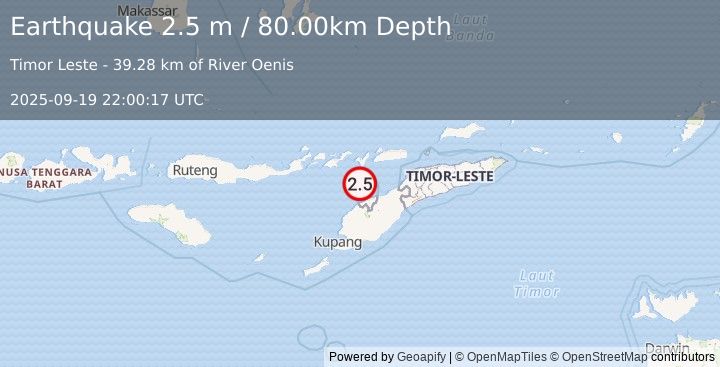 Earthquake KEPULAUAN ALOR, INDONESIA (2.5 m) (2025-09-19 22:00:17 UTC)