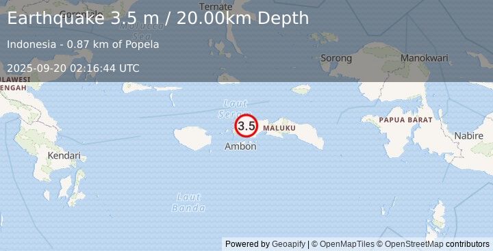 Earthquake SERAM, INDONESIA (3.5 m) (2025-09-20 02:16:44 UTC)