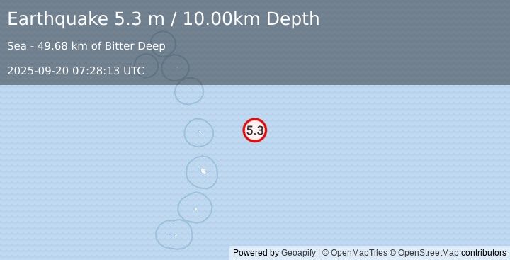 Earthquake SOUTH SANDWICH ISLANDS REGION (5.1 mb) (2025-09-20 07:28:15 UTC)