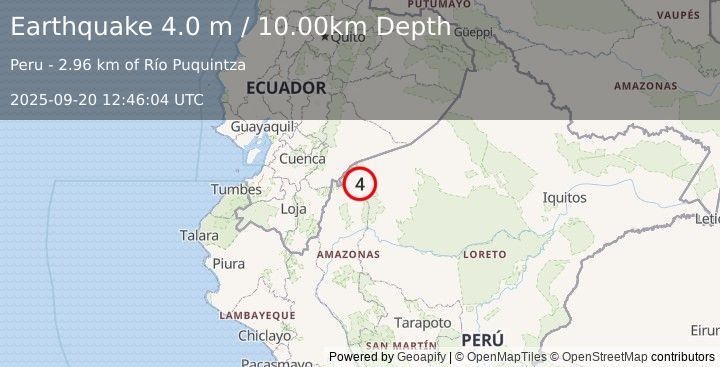 Earthquake PERU-ECUADOR BORDER REGION (4.2 m) (2025-09-20 12:46:05 UTC)