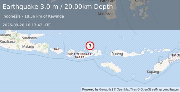 Earthquake FLORES SEA (3.0 m) (2025-09-20 16:13:42 UTC)