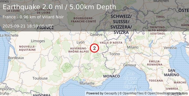 Earthquake FRANCE (2.0 ml) (2025-09-21 18:59:05 UTC)