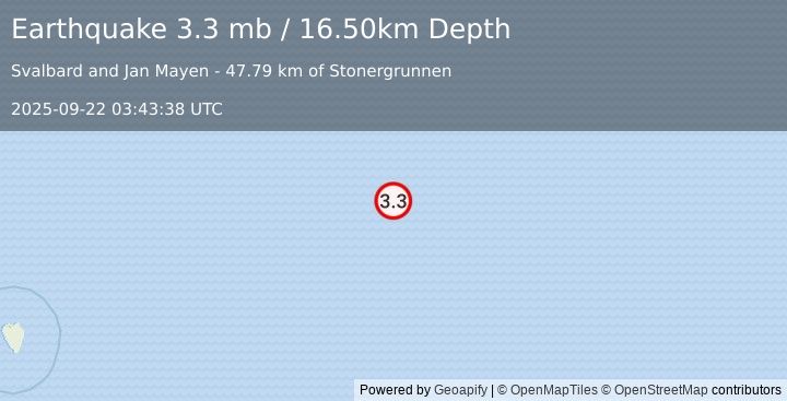 Earthquake BARENTS SEA (3.3 mb) (2025-09-22 03:43:38 UTC)