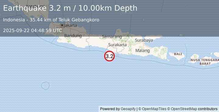 Earthquake JAVA, INDONESIA (3.2 m) (2025-09-22 04:48:59 UTC)