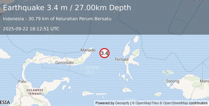 Earthquake MOLUCCA SEA (3.4 m) (2025-09-22 18:12:51 UTC)