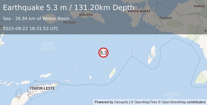 Earthquake BANDA SEA (5.0 mb) (2025-09-22 18:31:52 UTC)