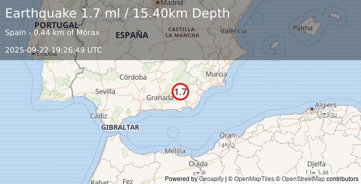 Earthquake SPAIN (1.7 ml) (2025-09-22 19:26:49 UTC)