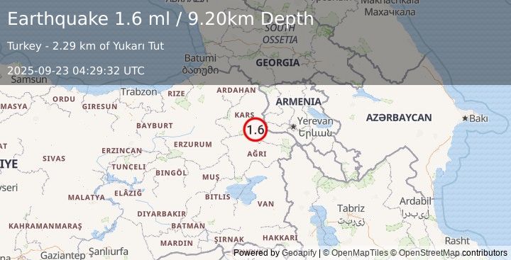 Earthquake EASTERN TURKEY (1.6 ml) (2025-09-23 04:29:32 UTC)