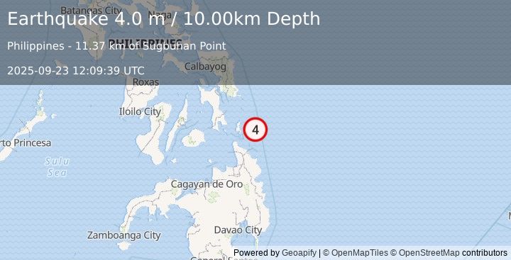Earthquake PHILIPPINE ISLANDS REGION (4.0 m) (2025-09-23 12:09:39 UTC)