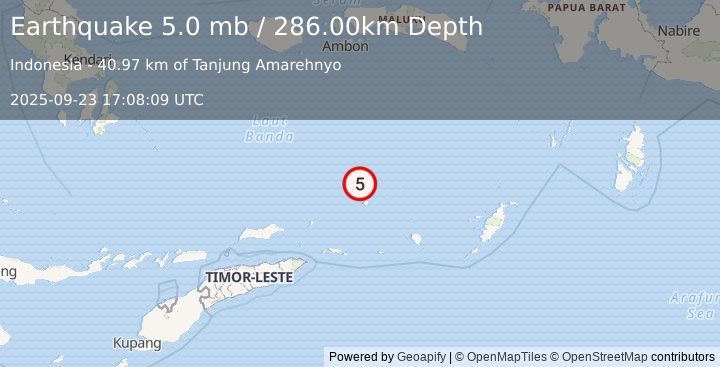 Earthquake BANDA SEA (4.8 mb) (2025-09-23 17:08:10 UTC)
