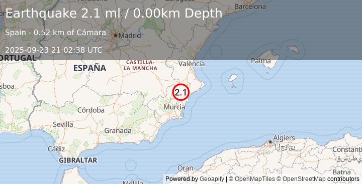 Earthquake SPAIN (2.1 ml) (2025-09-23 21:02:38 UTC)