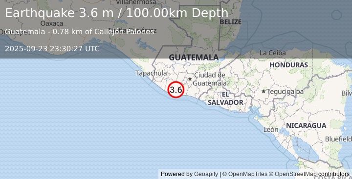 Earthquake GUATEMALA (3.6 m) (2025-09-23 23:30:27 UTC)