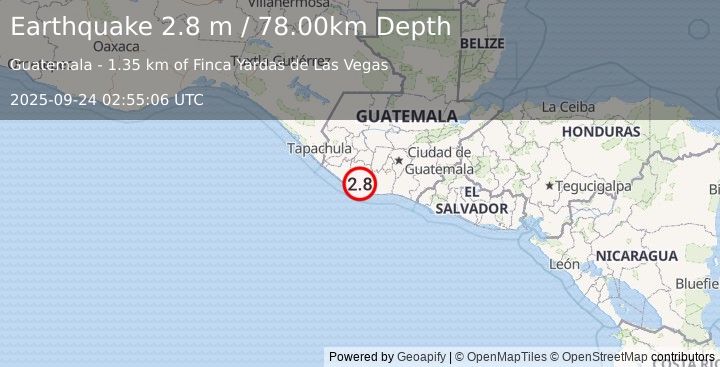 Earthquake GUATEMALA (2.8 m) (2025-09-24 02:55:06 UTC)