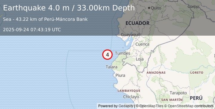 Earthquake PERU-ECUADOR BORDER REGION (3.8 m) (2025-09-24 07:43:29 UTC)