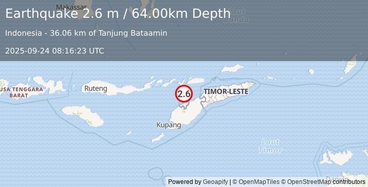 Earthquake KEPULAUAN ALOR, INDONESIA (2.6 m) (2025-09-24 08:16:23 UTC)