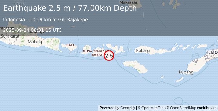 Earthquake SUMBAWA REGION, INDONESIA (2.5 m) (2025-09-24 08:31:15 UTC)
