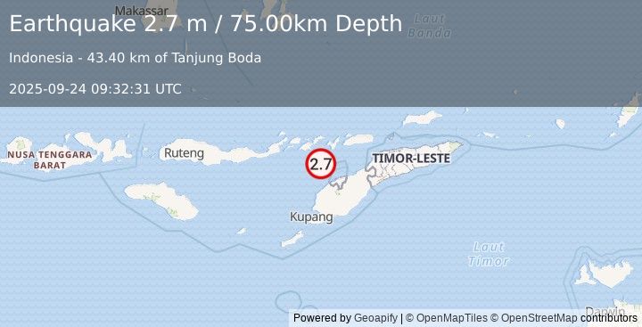 Earthquake FLORES REGION, INDONESIA (2.7 m) (2025-09-24 09:32:31 UTC)