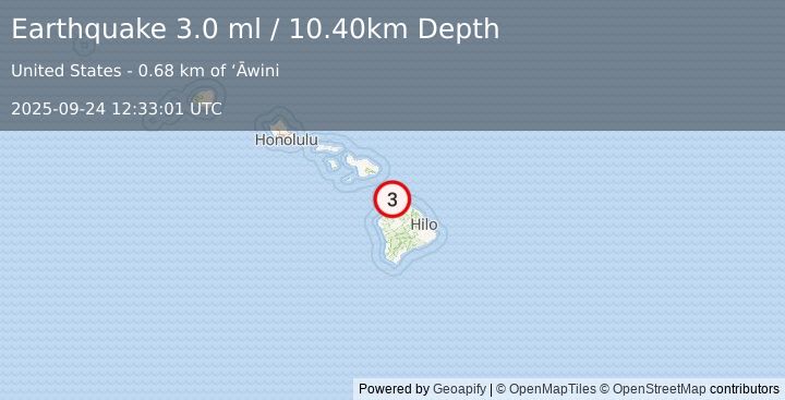 Earthquake HAWAII REGION, HAWAII (3.0 ml) (2025-09-24 12:32:59 UTC)