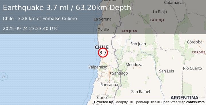 Earthquake COQUIMBO, CHILE (3.7 ml) (2025-09-24 23:23:40 UTC)
