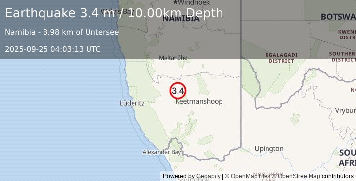 Earthquake NAMIBIA (3.4 m) (2025-09-25 04:03:13 UTC)