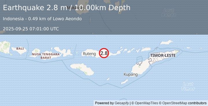 Earthquake FLORES REGION, INDONESIA (2.8 m) (2025-09-25 07:01:00 UTC)