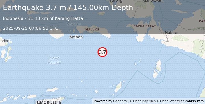 Earthquake BANDA SEA (3.7 m) (2025-09-25 07:06:56 UTC)