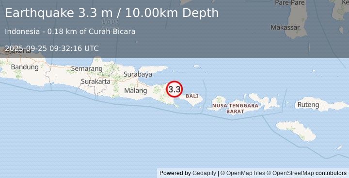 Earthquake BALI SEA (3.3 m) (2025-09-25 09:32:16 UTC)