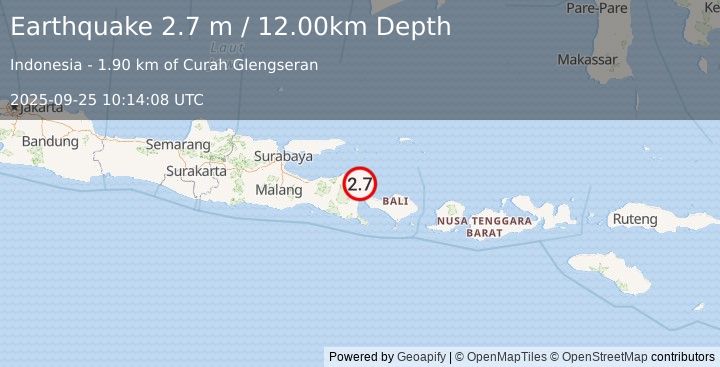 Earthquake BALI SEA (2.7 m) (2025-09-25 10:14:08 UTC)