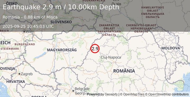 Earthquake ROMANIA (2.9 m) (2025-09-25 10:45:03 UTC)