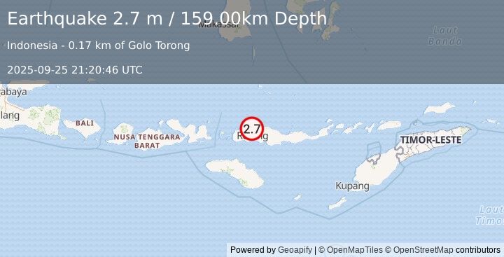 Earthquake FLORES REGION, INDONESIA (2.7 m) (2025-09-25 21:20:46 UTC)