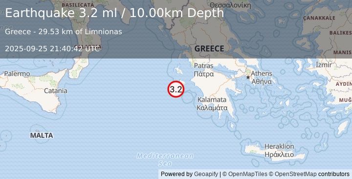 Earthquake IONIAN SEA (3.1 ml) (2025-09-25 21:40:39 UTC)