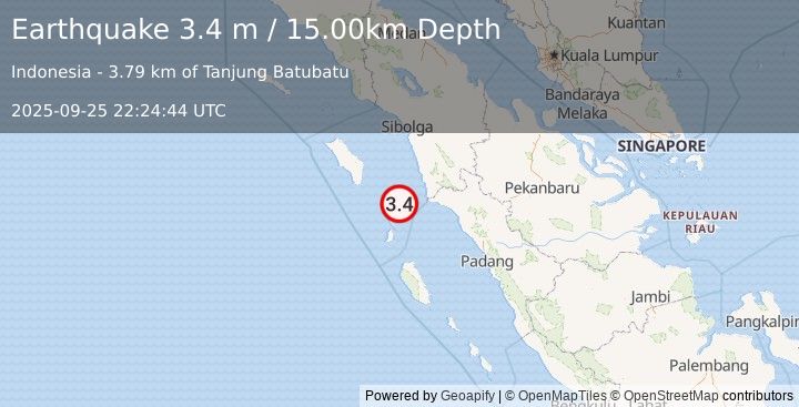 Earthquake NIAS REGION, INDONESIA (3.4 m) (2025-09-25 22:24:44 UTC)