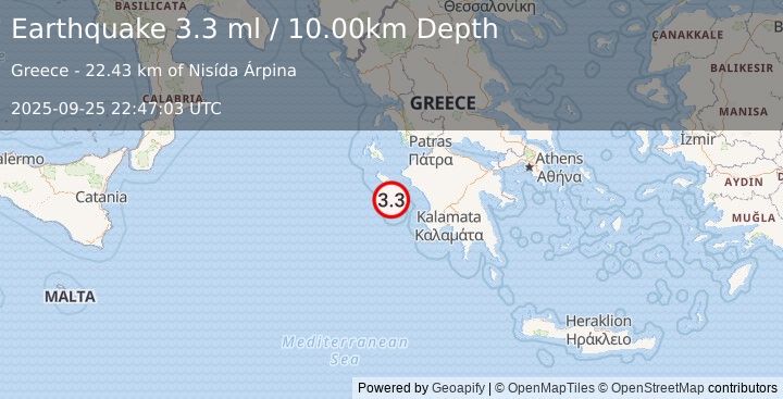 Earthquake IONIAN SEA (3.6 ml) (2025-09-25 22:47:01 UTC)
