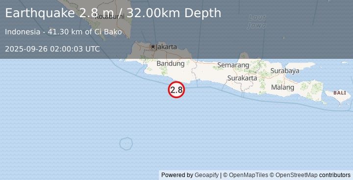 Earthquake JAVA, INDONESIA (2.8 m) (2025-09-26 02:00:03 UTC)