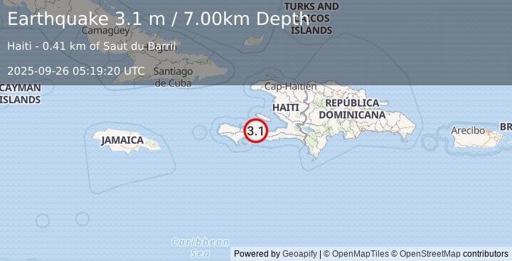 Earthquake HAITI REGION (3.1 m) (2025-09-26 05:19:20 UTC)