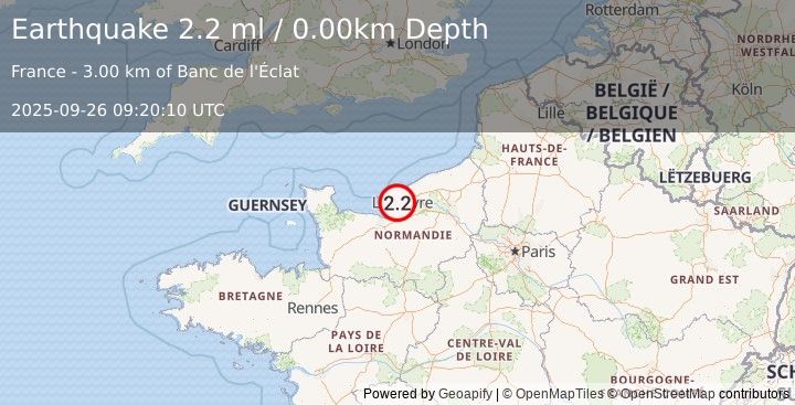 Earthquake FRANCE (2.2 ml) (2025-09-26 09:20:10 UTC)