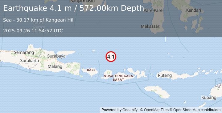 Earthquake BALI SEA (4.1 m) (2025-09-26 11:54:52 UTC)