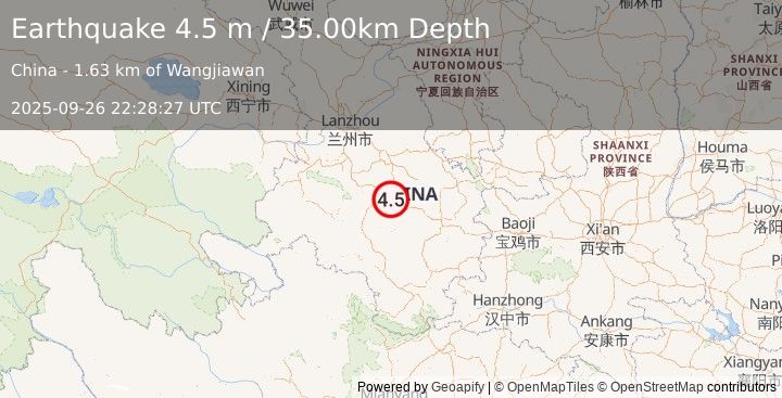 Earthquake GANSU, CHINA (4.8 mb) (2025-09-26 22:28:25 UTC)