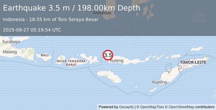 Earthquake FLORES REGION, INDONESIA (3.5 m) (2025-09-27 05:19:54 UTC)