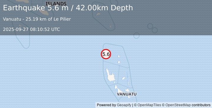 Earthquake VANUATU (5.5 mw) (2025-09-27 08:10:52 UTC)