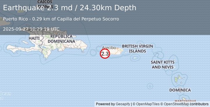Earthquake PUERTO RICO (2.3 md) (2025-09-27 10:29:19 UTC)