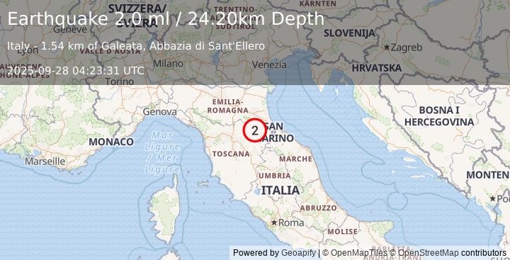 Earthquake CENTRAL ITALY (2.0 ml) (2025-09-28 04:23:31 UTC)