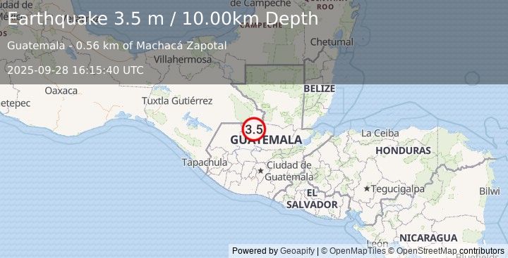 Earthquake GUATEMALA (3.5 m) (2025-09-28 16:15:40 UTC)