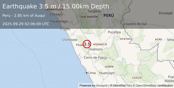 Earthquake CENTRAL PERU (3.5 m) (2025-09-29 02:06:09 UTC)